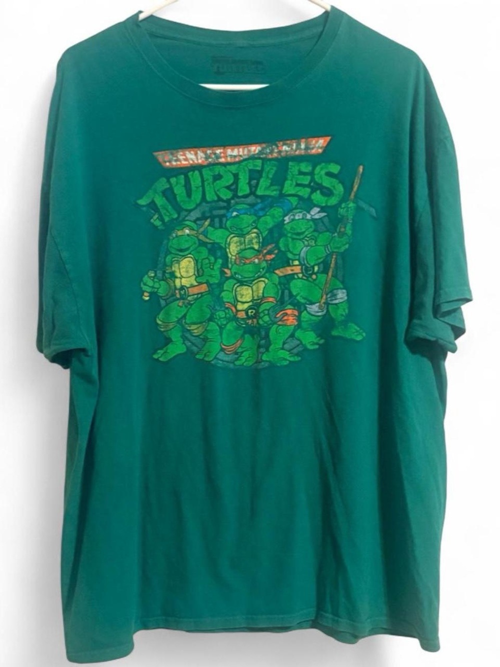 Retro Nickelodeon Teenage Mutant Ninja Turtles Green Graphic Tee Sz XL